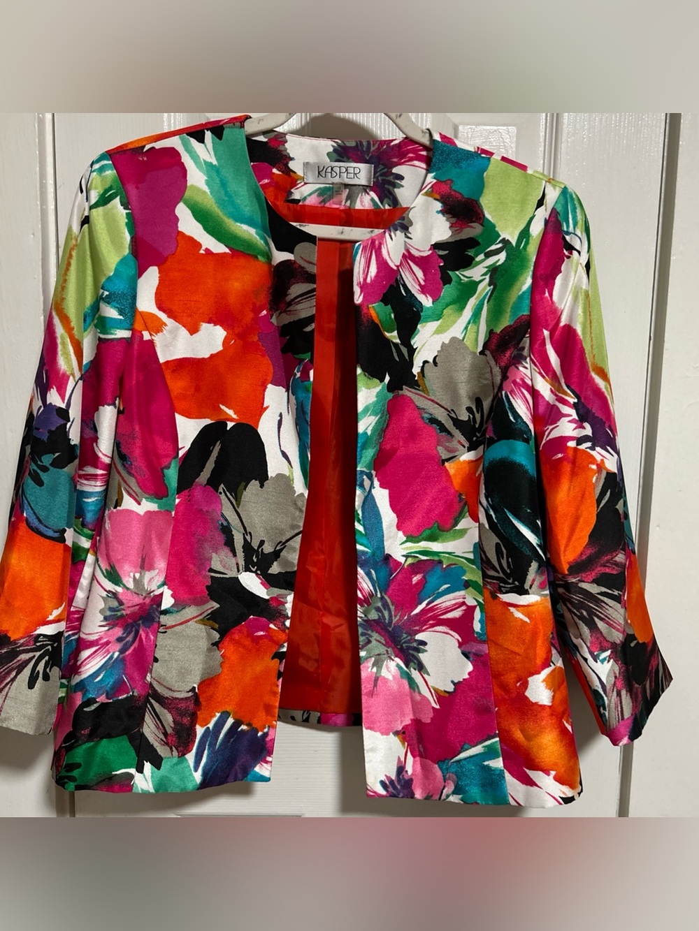 Kasper Multicolor Floral Open-Front Blazer